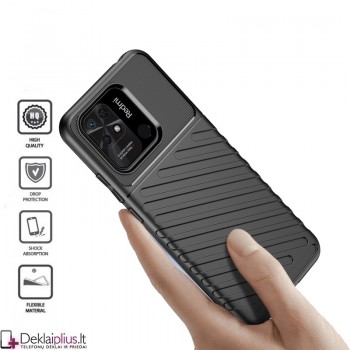 Thunder guminis dėklas - juodas (telefonams Xiaomi Redmi 10C)